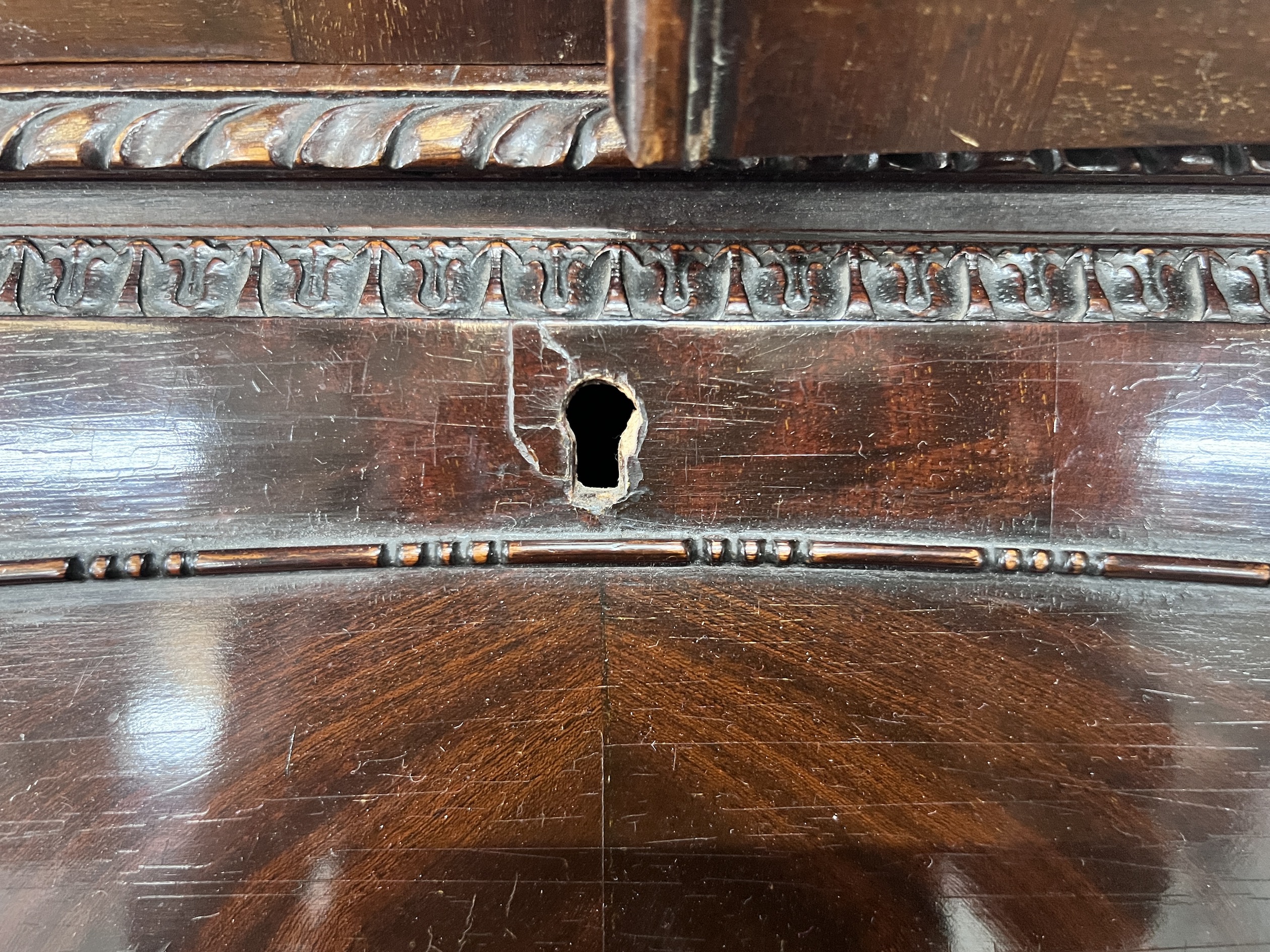 An early 20th century Chippendale revival mahogany bureau bookcase, width 92cm, depth 52cm, height 218cm